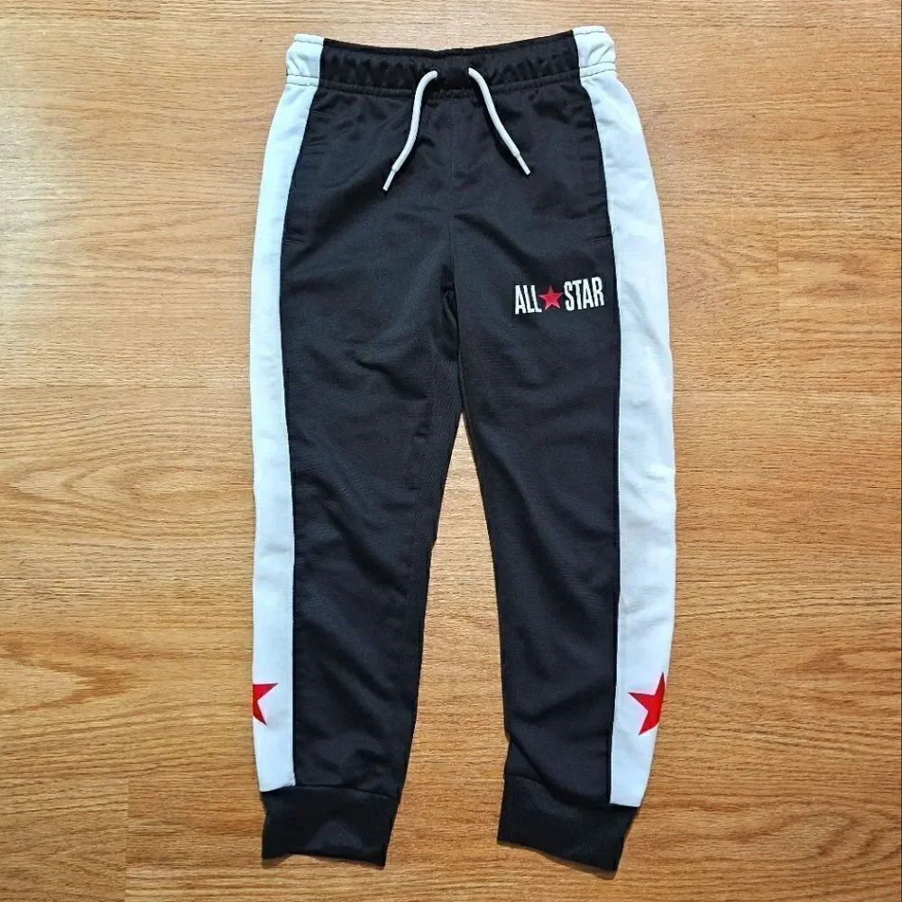Converse All-Star Jogger Pants Black White Red Star Dri-Fit Kids Size 6 New